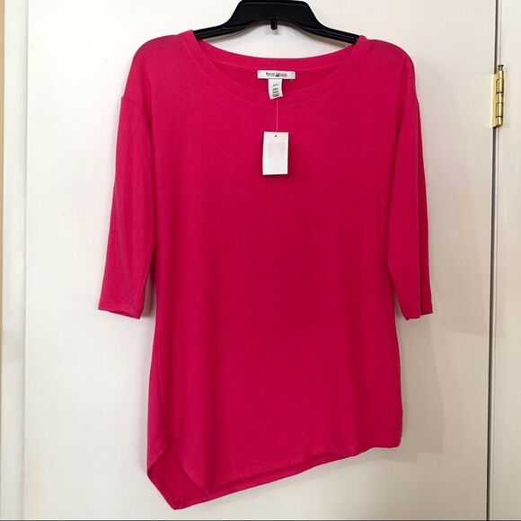 NWT White House Black Market Pink lightweight Sweater Size XXS Asymmetrical - Picture 7 of 7